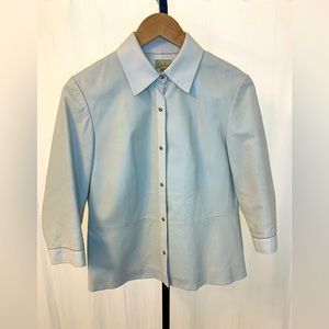 Caslon White Cream Buttoned Leather Jacket Top